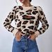 Women's Clothing Autumn And Winter Women's Leopard Print Jacquard Knit Pullover Sweater - Round Neck, Long Sleeve, Comfortable & Stylish Casual Top_ecoleips.com