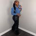 Women's Clothing Street Personality Drawstring Single Breasted Long Sleeved Denim Jacket Top_ecoleips.com