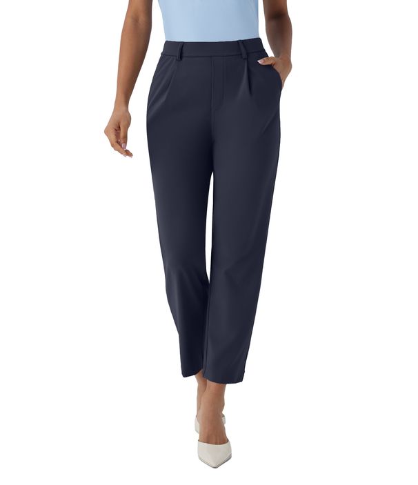 Women's Clothing Women's High Waist Side Pocket Nine Point Pants Business Casual Yoga Pants_ecoleips.com