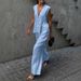2025 Cotton V-neck Sleeveless Top Vest Long Pants For Women New Solid Color Elegant Commuter Two-piece Set_ecoleips.com