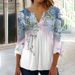 2026 Cross-Border European And American Spring/Summer Fashion New Women's Floral Print V-Neck Short Sleeve Pleated_ecoleips.com