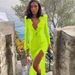 Women's V Neck Slit Dress Sexy Reverse Car Side Tie Female Agency New Clothing_ecoleips.com