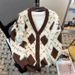 Unisex Diamond Check Cashmere Cardigan – Oversized Knit Sweater For Men & Women_ecoleips.com