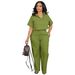Aria Basics Aria Basics AL269 Cross-Border European And American Women's Clothing Set Shirt Short Sleeve Two-Piece Linen Casual OL Office Summer_ecoleips.com