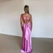 Women's Sexy V Neck Backless Lace Up Satin Maxi Dress – Elegant Party Evening Gown_ecoleips.com