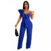 Women's Ruffled One-Shoulder Sleeveless Jumpsuit Deep V Neck Loose Fit Solid Color European American Style_ecoleips.com
