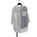 Women's Linen-Blend Striped Shirt – Oversized Boho Chic Top With Contrast Pocket (S-2xl, Wrinkle-Resistant Polyester) – Navy, Matcha, Tangerine_ecoleips.com