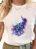 European And American Cross-border Foreign Trade Women's Floral Plant Print Round-neck Short-sleeve T-shirt Top_ecoleips.com