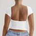 KaiKuo 2025 Spring/Summer Solid Color Round Neck Backless Short Sleeve Sexy Slim Fit Y2K Top T-Shirt_ecoleips.com