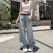 In-stock American Retro Low-waist Loose Wide-leg Pants, Versatile Floor-length Straight Jeans Women, Available For_ecoleips.com