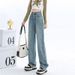 Women's Clothing High-Waisted Fleece Lined Thickened Denim Jeans Warm Wide Leg Slimming Straight Leg Loose Fitting Long Pants For Autumn Winter_ecoleips.com