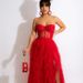 Women's mid-length lace hip-hugging one-neck dress red popular sexy see-through adult evening dress_ecoleips.com