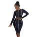Women’s Clothing Sexy Slim Hot Diamond Elastic Tight Hip Long Sleeve Dress_ecoleips.com