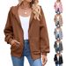 Women's Clothing Zip-Up Hooded Sweatshirt With Pockets - Casual Long Sleeve Pullover For Fall & Winter_ecoleips.com