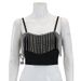 INS Style Women's Low Cut, Beautiful Back, Sexy Rhinestone Tassel Strap, Short Tank Lady Top, T-shirt Trendy_ecoleips.com