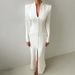 V-neck Long-sleeved Temperament High-waisted Split-ended Dress Women's Party Dress_ecoleips.com