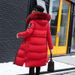 Women's Clothing Slim Fit Long Puffer Coat With Detachable Faux Fur Hood, Thicken Down Alternative Jacket, 3D Embroidery, Windproof Winter Coat_ecoleips.com
