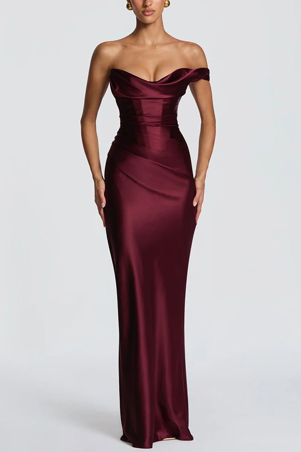 Women's Clothing Off-Shoulder Satin Puff Hip Dress For Women Style Spring/Summer INS Party Vacation Wear For Formal & Casual For Women_ecoleips.com