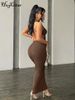 Hugcitar Ribbed Solid Hollow Out Backless Sleeveless Sexy Slit Mini Dress Bodycon 2022 Summer Women Outfits Elegant Party Y2K_ecoleips.com