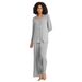 Voya Women's Minimalist Casual Home Suit Set, Solid Color Air-conditioned Suit, Long Pants Two-piece Set For Women_ecoleips.com