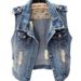 Vintage Washed Denim Vest With Distressed Details – Oversized Streetwear Jacket (Navy, XS-6XL)_ecoleips.com