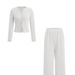 Stylish Knit Button-Up Long Sleeve Top & Wide Leg Pants Set - Comfortable Casual Outfit For Women (XS-XXL, Multiple Colors)_ecoleips.com