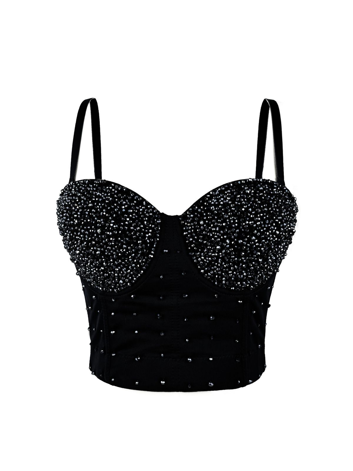 Women's Clothing Shiny Beads Handmade Herringbone Bra High End Outer Wear Small Camisole Herringbone Bra_ecoleips.com