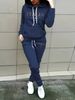 Women's Fleece Lined Hoodie Set Casual Sports Sweatshirt With Letter Print_ecoleips.com