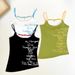 American Style Spicy Girl Beaded Chain Design Printed Camisole Vest Sexy Slim Fit Outerwear Top 946#_ecoleips.com