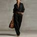 Women's Solid Color Long Sleeved Shirt With Pocket Button Decorated Two Piece Set_ecoleips.com