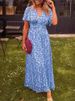 Summer Women's Floral Print Casual Dress Fashion V Neck Short Sleeve Elegant Office Female Beach Party Maxi Dresses Robe Femme_ecoleips.com