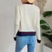 Women's V-Neck Button Cardigan - Preppy Contrast Trim Knit Sweater For Autumn Layering In White/Grey/Navy_ecoleips.com