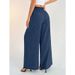 Elegant Summer 2026 Paper Bag Waist Pants Women's Casual Vacation Waistband Elastic Wide Leg Pants Work Pants Comfortable_ecoleips.com