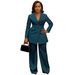 K3733 Women's Elegant Commuter Two Piece Suit European American Style Waist Lapel Suit Trousers for Summer Regular Size_ecoleips.com