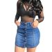 New Split-breasted Denim Casual Skirt Women's Summer Hip Skirt_ecoleips.com