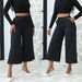 Women's Clothing New Lace Up Stretch Jeans Straight Wide Leg Nine Point Pants_ecoleips.com