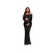 Off-Shoulder Fishtail Maternity Dress Long Sleeved Women's American Style Maternity Wear_ecoleips.com