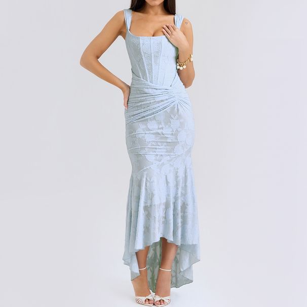 Women's French Lace Fishtail Dress - Slim Fit Suspender Skirt With Fishbone Detailing (Elegant & Fashionable)_ecoleips.com