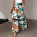 Breathable Printed Wide-Leg Pants For Women – Lightweight Polyester With Stretch (Floral/Tropical Patterns)_ecoleips.com