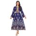 Women’s Clothing Muslim Women's Splicing V Neck Long Sleeved Muslim Dress Spring New Beaded Dress Long Skirt_ecoleips.com