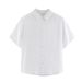 Aria Basics Aria Basics Spring New Short Sleeve Women 2026 Loose Shirt Collar Summer French Rain Dew Linen Women's Top_ecoleips.com