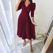 2026 European And American Foreign Trade New Women's Solid Color Pleated Waist-cinching Three-quarter_ecoleips.com