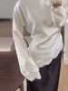 Women's Clothing Elegant Satin & Lace Blouse Women's Long Sleeve Tops For Office & Casual Wear_ecoleips.com