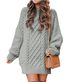Cross-border European And American New Women's Loose-fitting Half-high Collar Chunky Knit Pullover_ecoleips.com