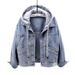 Plus Size Women's Distressed Denim Jacket Korean Style Slim Fit Long Sleeve Trench Coat Elegant Fashion Trendy Outerwear_ecoleips.com