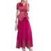 2025 Spring New Fashion Casual Suit For Women With Gold Stamping Flower Bud V-neck Top And High-waisted Long Skirt_ecoleips.com