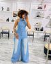 Women's Clothing Backless Halter Neck Sleeveless Lapel High Waist Denim Jumpsuit_ecoleips.com
