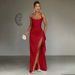 Elegant Satin Wrap Dress With Side Slit - Floral Print, High Waist, Stretch Polyester, XS/S/M/L_ecoleips.com