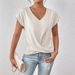 Women's Elegant V Neck T-Shirt Solid Color Short Sleeve Top For Spring/Summer Solid Color V Neck T Shirt_ecoleips.com