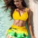 Women's High-Waisted Ruffle Print Bikini Sexy Two-Piece Cross-Over Swimsuit European American Style Tight-Fitting Summer Bikini Set_ecoleips.com